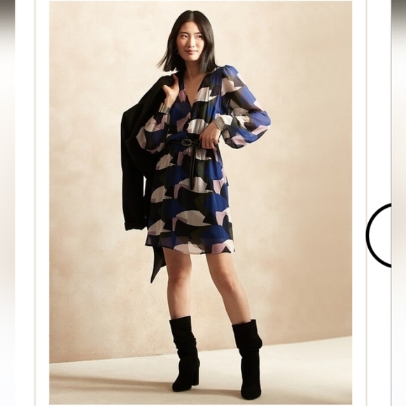 Banana Republic Factory dress - S - blue geometric pattern. Size xl also avail - Picture 13 of 13